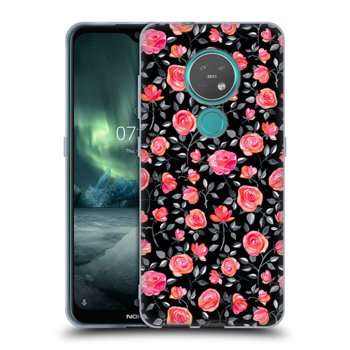 Micklyn Le Feuvre Florals Roses on Black Soft Gel Case for Nokia 6.2 / 7.2