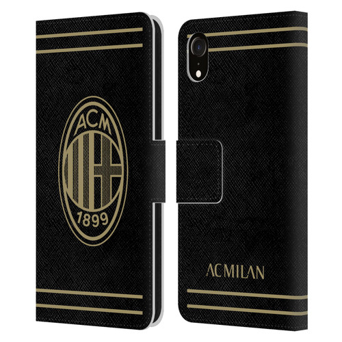 AC Milan Crest Black And Gold Leather Book Wallet Case Cover For Apple iPhone XR