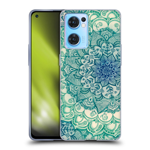 Micklyn Le Feuvre Mandala 3 Emerald Doodle Soft Gel Case for OPPO Reno7 5G / Find X5 Lite