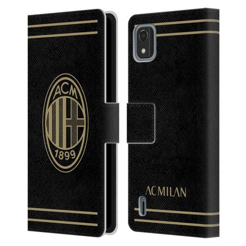 AC Milan Crest Black And Gold Leather Book Wallet Case Cover For Nokia C2 2nd Edition