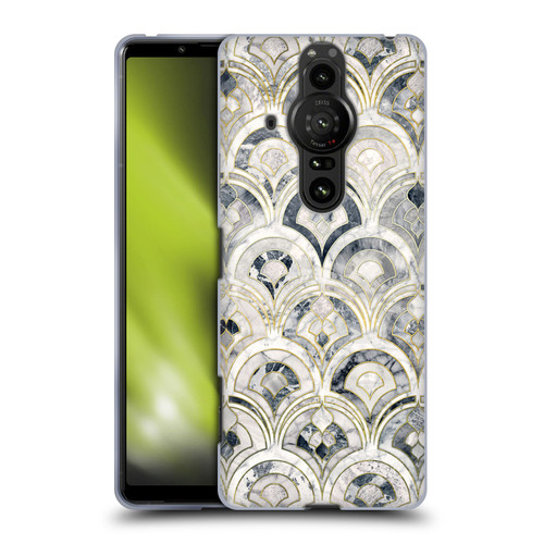 Micklyn Le Feuvre Marble Patterns Monochrome Art Deco Tiles Soft Gel Case for Sony Xperia Pro-I
