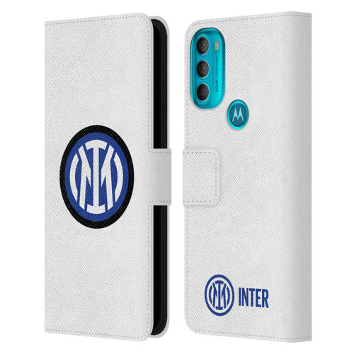 Fc Internazionale Milano Badge Logo On White Leather Book Wallet Case Cover For Motorola Moto G71 5G