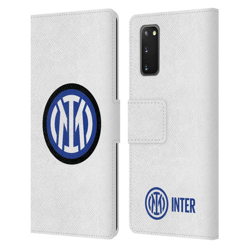 Fc Internazionale Milano Badge Logo On White Leather Book Wallet Case Cover For Samsung Galaxy S20 / S20 5G