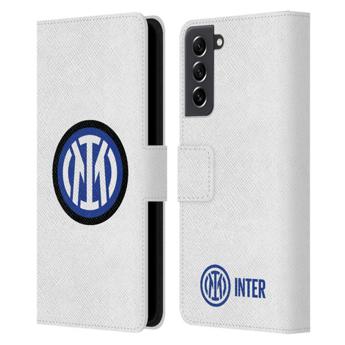 Fc Internazionale Milano Badge Logo On White Leather Book Wallet Case Cover For Samsung Galaxy S21 FE 5G