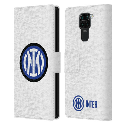 Fc Internazionale Milano Badge Logo On White Leather Book Wallet Case Cover For Xiaomi Redmi Note 9 / Redmi 10X 4G