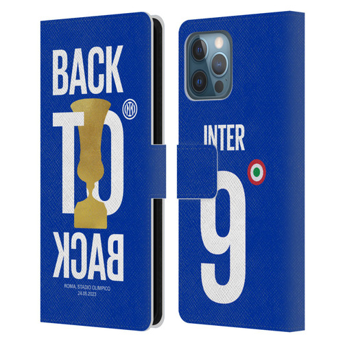 Fc Internazionale Milano 2023 Champions Back To Back Leather Book Wallet Case Cover For Apple iPhone 12 Pro Max