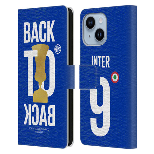 Fc Internazionale Milano 2023 Champions Back To Back Leather Book Wallet Case Cover For Apple iPhone 14 Plus