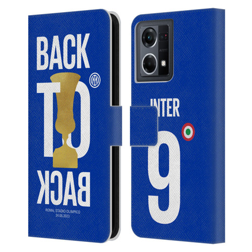 Fc Internazionale Milano 2023 Champions Back To Back Leather Book Wallet Case Cover For OPPO Reno8 4G