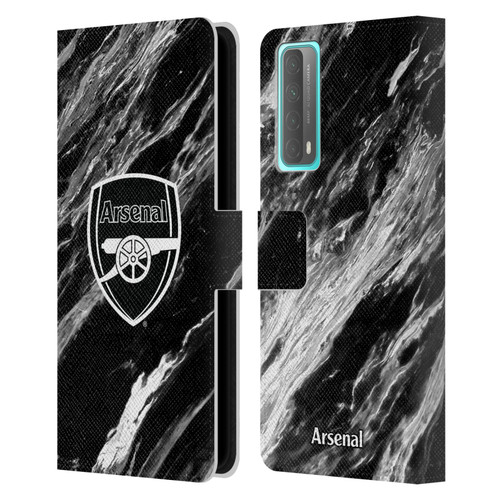 Arsenal FC Crest Patterns Marble Leather Book Wallet Case Cover For Huawei P Smart (2021)