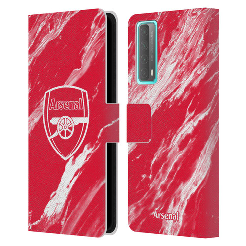 Arsenal FC Crest Patterns Red Marble Leather Book Wallet Case Cover For Huawei P Smart (2021)