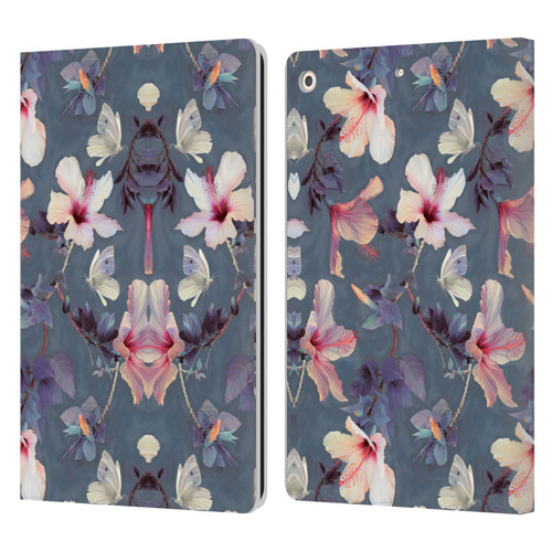 Micklyn Le Feuvre Florals Butterflies and Hibiscus Leather Book Wallet Case Cover For Apple iPad 10.2 2019/2020/2021