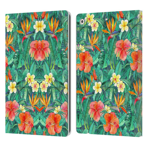Micklyn Le Feuvre Florals Classic Tropical Garden Leather Book Wallet Case Cover For Apple iPad 10.2 2019/2020/2021