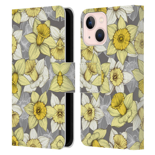 Micklyn Le Feuvre Florals Daffodil Daze Leather Book Wallet Case Cover For Apple iPhone 13 Mini