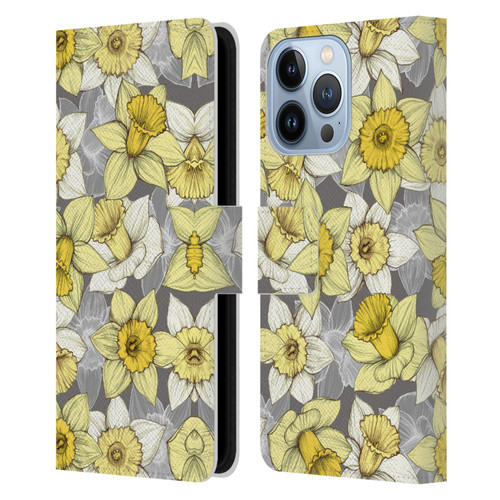 Micklyn Le Feuvre Florals Daffodil Daze Leather Book Wallet Case Cover For Apple iPhone 13 Pro