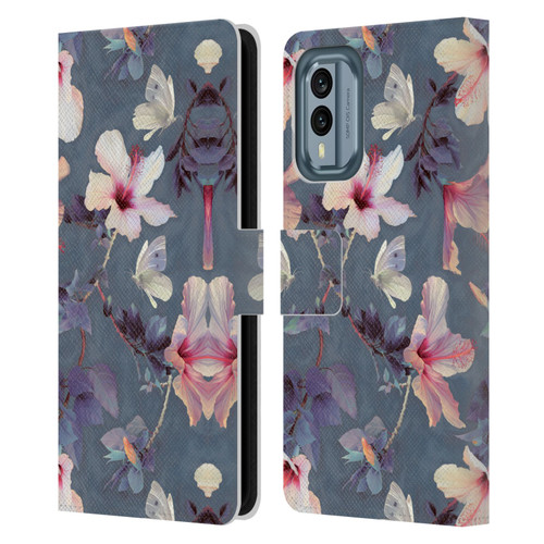 Micklyn Le Feuvre Florals Butterflies and Hibiscus Leather Book Wallet Case Cover For Nokia X30