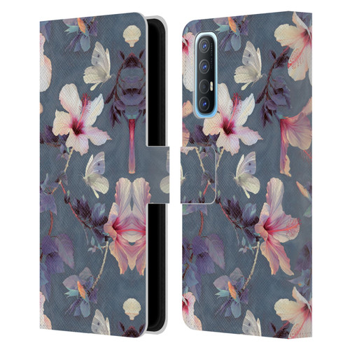 Micklyn Le Feuvre Florals Butterflies and Hibiscus Leather Book Wallet Case Cover For OPPO Find X2 Neo 5G