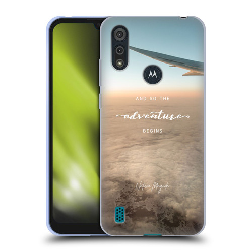 Nature Magick So The Adventure Begins Quote Airplane Soft Gel Case for Motorola Moto E6s (2020)