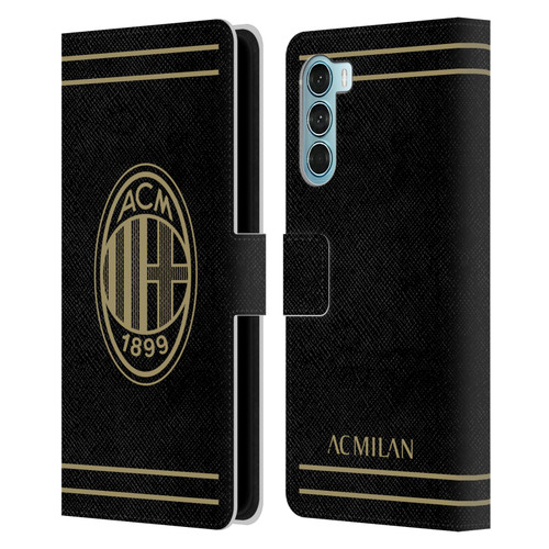 AC Milan Crest Black And Gold Leather Book Wallet Case Cover For Motorola Edge S30 / Moto G200 5G