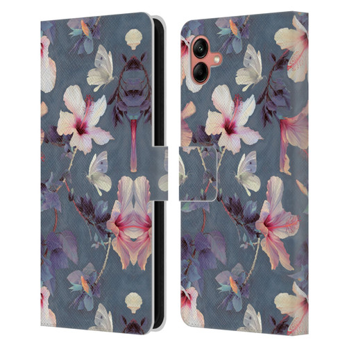 Micklyn Le Feuvre Florals Butterflies and Hibiscus Leather Book Wallet Case Cover For Samsung Galaxy A04 (2022)