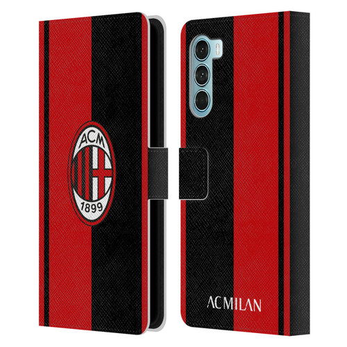 AC Milan Crest Red And Black Leather Book Wallet Case Cover For Motorola Edge S30 / Moto G200 5G