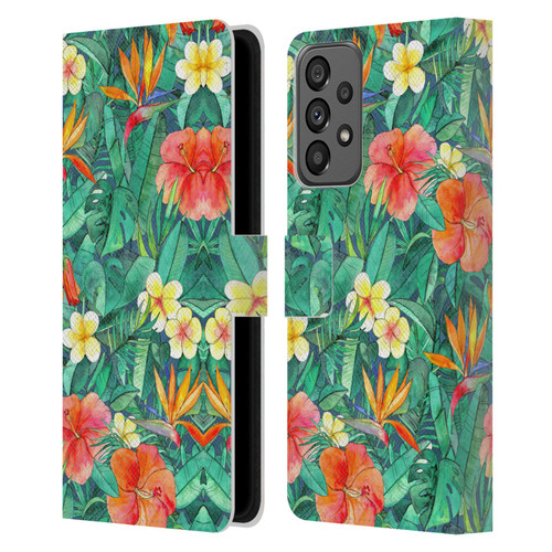 Micklyn Le Feuvre Florals Classic Tropical Garden Leather Book Wallet Case Cover For Samsung Galaxy A73 5G (2022)