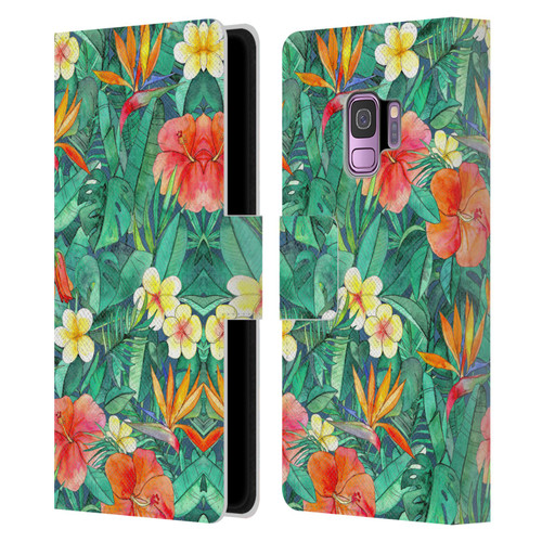 Micklyn Le Feuvre Florals Classic Tropical Garden Leather Book Wallet Case Cover For Samsung Galaxy S9