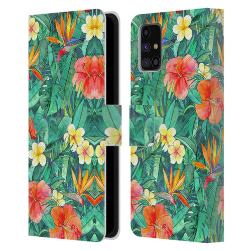 Micklyn Le Feuvre Florals Classic Tropical Garden Leather Book Wallet Case Cover For Samsung Galaxy M31s (2020)