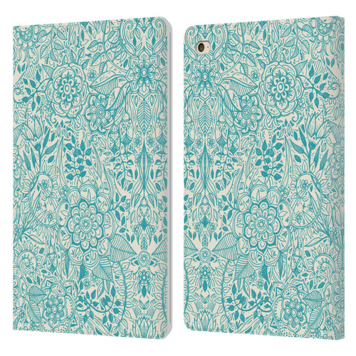 Micklyn Le Feuvre Floral Patterns Teal And Cream Leather Book Wallet Case Cover For Apple iPad mini 4