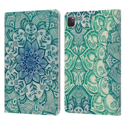 Micklyn Le Feuvre Mandala 3 Emerald Doodle Leather Book Wallet Case Cover For Apple iPad Pro 11 2020 / 2021 / 2022