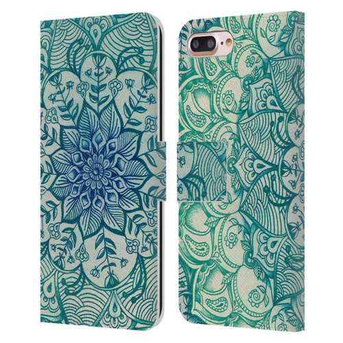 Micklyn Le Feuvre Mandala 3 Emerald Doodle Leather Book Wallet Case Cover For Apple iPhone 7 Plus / iPhone 8 Plus