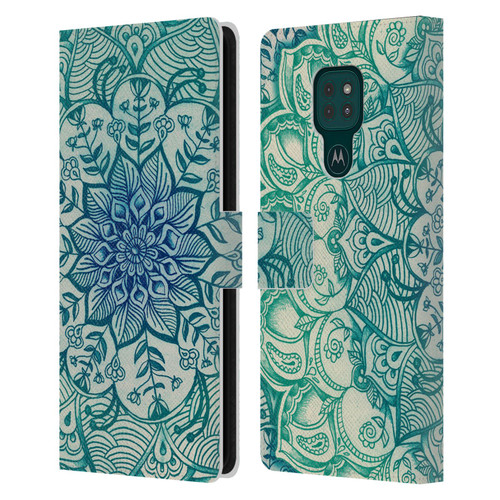 Micklyn Le Feuvre Mandala 3 Emerald Doodle Leather Book Wallet Case Cover For Motorola Moto G9 Play