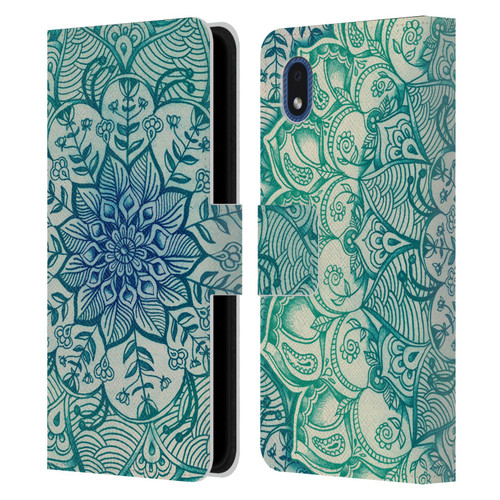 Micklyn Le Feuvre Mandala 3 Emerald Doodle Leather Book Wallet Case Cover For Samsung Galaxy A01 Core (2020)