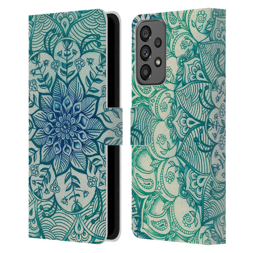 Micklyn Le Feuvre Mandala 3 Emerald Doodle Leather Book Wallet Case Cover For Samsung Galaxy A73 5G (2022)
