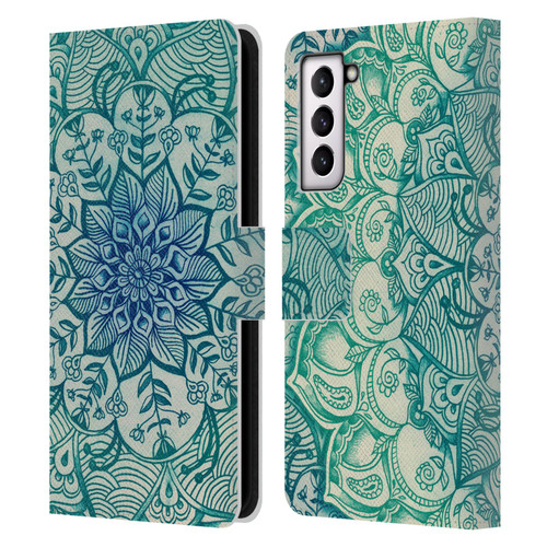 Micklyn Le Feuvre Mandala 3 Emerald Doodle Leather Book Wallet Case Cover For Samsung Galaxy S21 5G