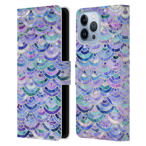 Micklyn Le Feuvre Marble Patterns Mosaic In Amethyst And Lapis Lazuli Leather Book Wallet Case Cover For Apple iPhone 13 Pro Max