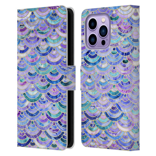 Micklyn Le Feuvre Marble Patterns Mosaic In Amethyst And Lapis Lazuli Leather Book Wallet Case Cover For Apple iPhone 14 Pro Max