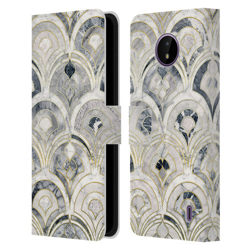 Micklyn Le Feuvre Marble Patterns Monochrome Art Deco Tiles Leather Book Wallet Case Cover For Nokia C10 / C20