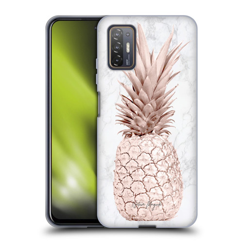 Nature Magick Rose Gold Pineapple On Marble Rose Gold Soft Gel Case for HTC Desire 21 Pro 5G