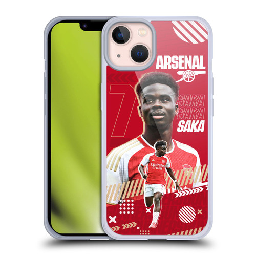 Arsenal FC 2023/24 First Team Bukayo Saka Soft Gel Case for Apple iPhone 13