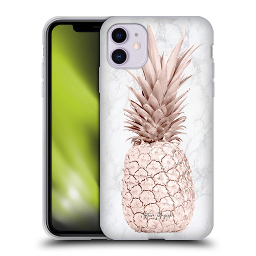 Nature Magick Rose Gold Pineapple On Marble Rose Gold Soft Gel Case for Apple iPhone 11