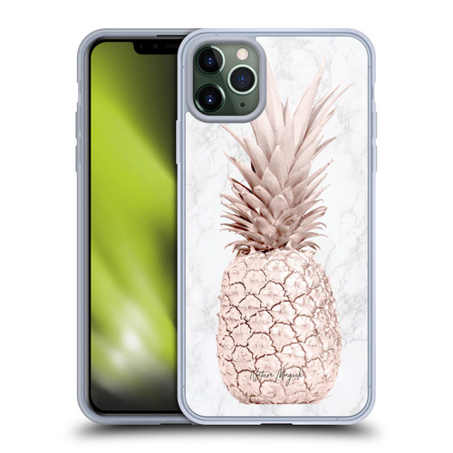 Nature Magick Rose Gold Pineapple On Marble Rose Gold Soft Gel Case for Apple iPhone 11 Pro Max