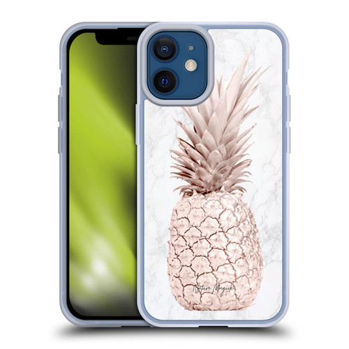 Nature Magick Rose Gold Pineapple On Marble Rose Gold Soft Gel Case for Apple iPhone 12 Mini