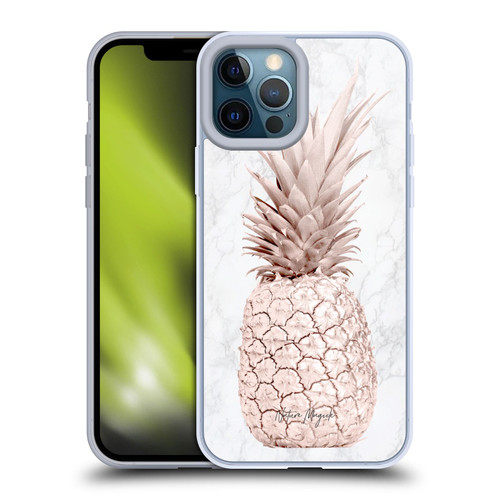 Nature Magick Rose Gold Pineapple On Marble Rose Gold Soft Gel Case for Apple iPhone 12 Pro Max