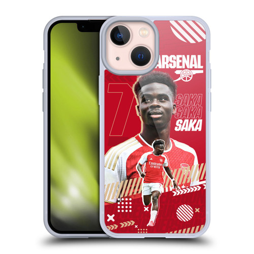 Arsenal FC 2023/24 First Team Bukayo Saka Soft Gel Case for Apple iPhone 13 Mini