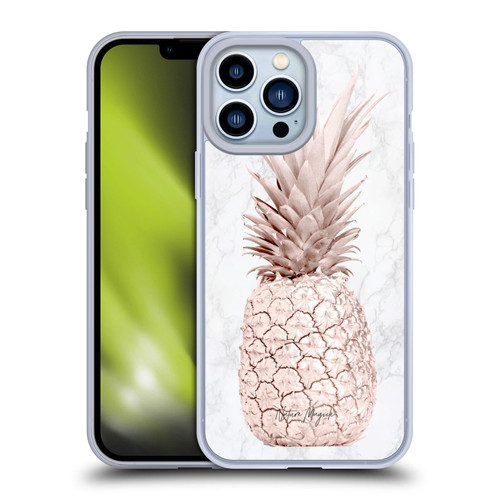 Nature Magick Rose Gold Pineapple On Marble Rose Gold Soft Gel Case for Apple iPhone 13 Pro Max