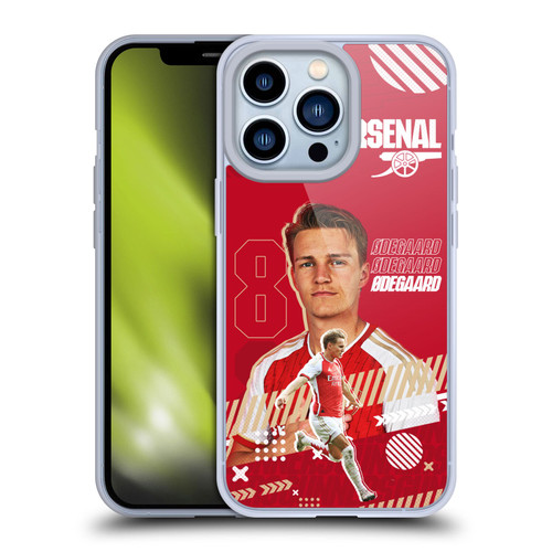 Arsenal FC 2023/24 First Team Martin Ødegaard Soft Gel Case for Apple iPhone 13 Pro