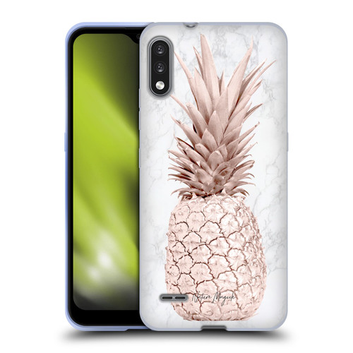 Nature Magick Rose Gold Pineapple On Marble Rose Gold Soft Gel Case for LG K22