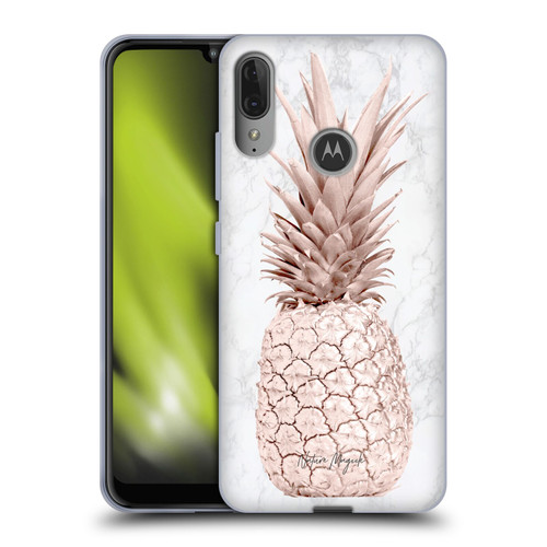 Nature Magick Rose Gold Pineapple On Marble Rose Gold Soft Gel Case for Motorola Moto E6 Plus