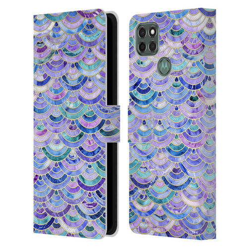 Micklyn Le Feuvre Marble Patterns Mosaic In Amethyst And Lapis Lazuli Leather Book Wallet Case Cover For Motorola Moto G9 Power