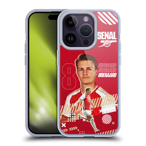 Arsenal FC 2023/24 First Team Martin Ødegaard Soft Gel Case for Apple iPhone 14 Pro